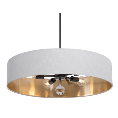 Afx Celine Pendant, 30 in., Black Finish, White/Gold Shade CLNP30MBBK-WHGD